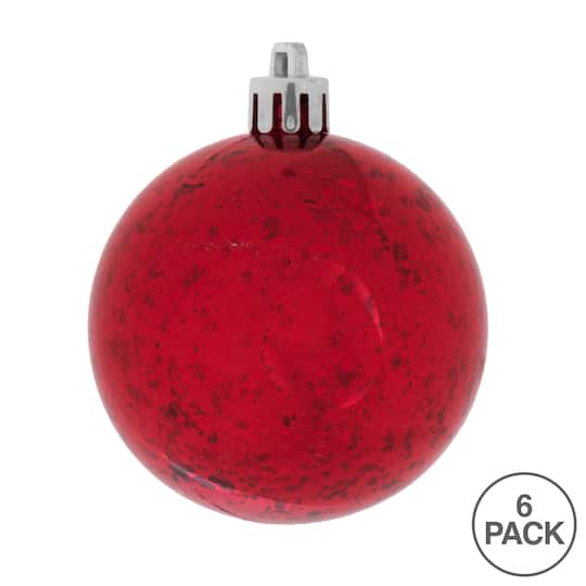 Vickerman 4" Shiny Mercury Ball Christmas Ornaments, 6ct. in Red | Michaels®